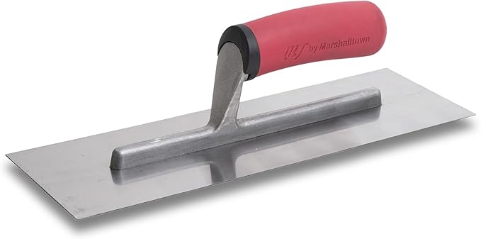 MARSHALLTOWN QLT Concrete Finishing Trowel, 14 x 4 Inch Stainless Steel Blade, Soft Grip Handle, FT144SS
