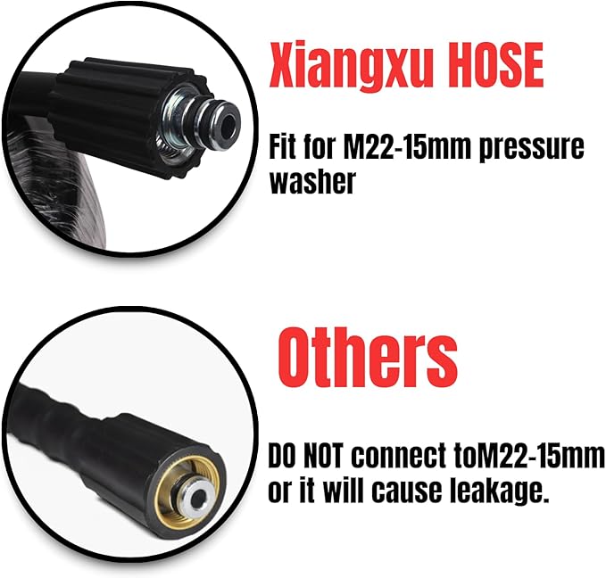 25FT 5800 PSI Pressure Washer Hose Jetter Nozzles Kit 1/8”NPT Sewer Drain Rotating Quick Connect Nozzle Button Nose With M22-14/15mm Double Rod Thread Brass Replacement