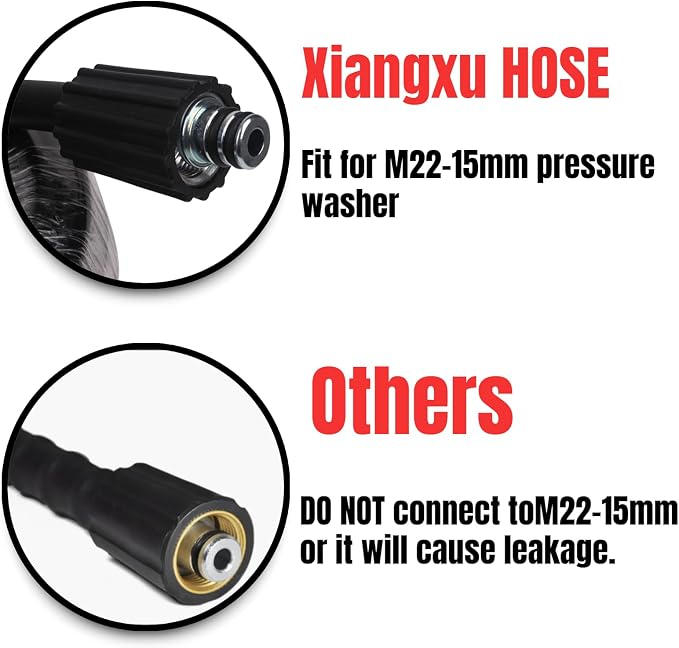 100FT 5800 PSI Pressure Washer Hose Jetter Nozzles Kit 1/8”NPT Sewer Drain Rotating Quick Connect Nozzle Button Nose With M22-14/15mm Double Rod Thread Brass Replacement