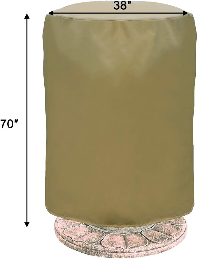 Ogrmar 38"x70" Garden Fountain Cover 600D Oxford Waterproof Dustproof Cover with Locking Drawstring for Winter Outdoor Garden Fountain Statue（38"x70"）