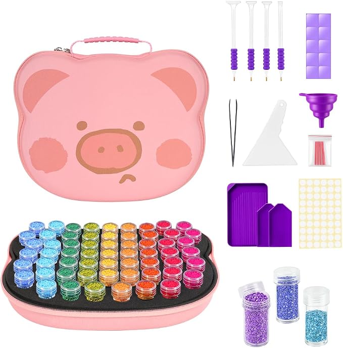 ZORETCO Diamond Painting Storage Containers,60 Slots Diamond Painting Kits,5D Diamond Painting Accessories and Tools for Art Jewelry Bead Rhinestones Organizer