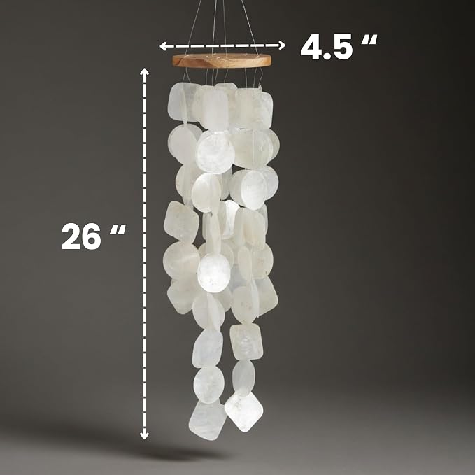 Solange & Frances Natural Capiz Shells Wind Chimes for Outside Beach Decor. Elegant Windchimes Coastal Decor Birthday Gifts for Women, Gift for Women, and Gifts for Mom
