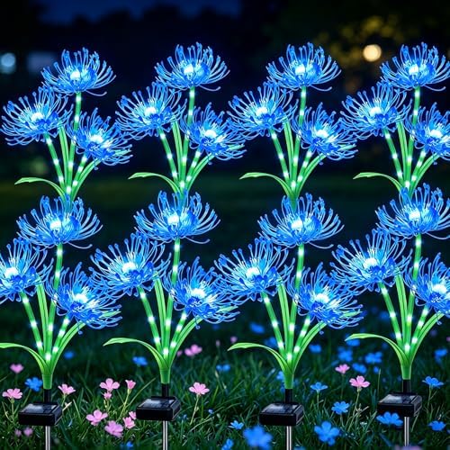 VOOKRY Solar Lights Outdoor, 8 Pack Blue Spider Lily Garden Flower Lights by VOOKRY