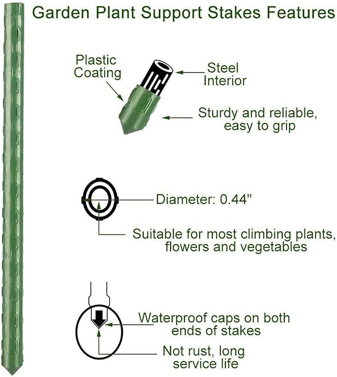 4Feet 48inch Garden Stakes Sturdy Plant Sticks Support Tomato Stakes for Vegetable,Pack of 20