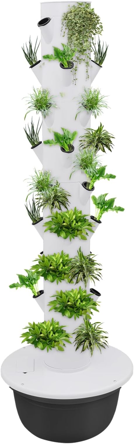 Hydroponics Growing System, 36 Pods Large Vertical Hydroponic Growing Tower with Water Pump & Loop Timer, 9-Tier Indoor Gardening System for Herb Vegetable Fruit (Black)