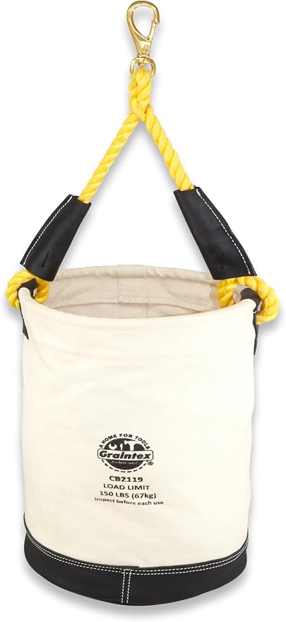 Graintex CB2119 Utility Canvas Bucket Leather Bottom With Hook