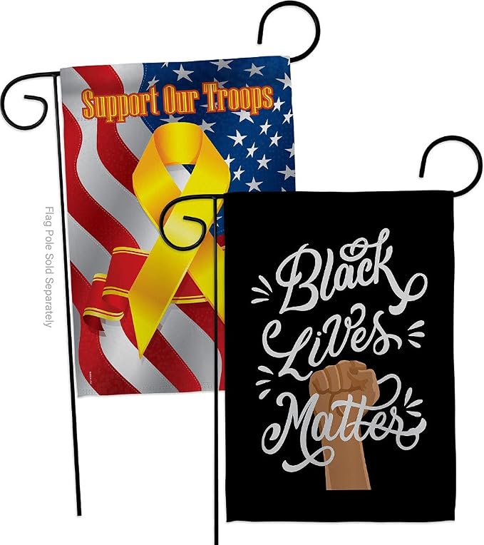 Black Lives Matter Stop Racism Garden Flag - Pack Support Cause BLM Anti Revolution Movement Equality Social Our Troops - House Decoration Banner Small Yard Gift Double-Sided Made in USA 13 X 18.5
