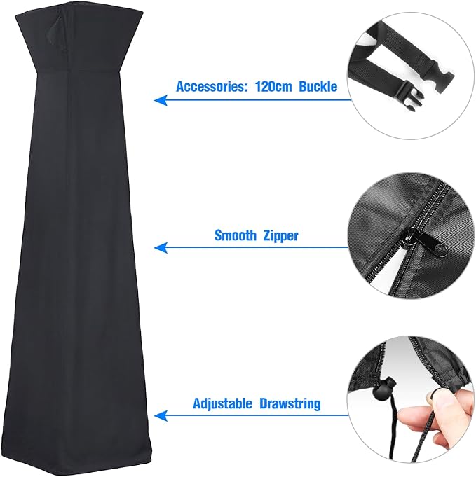 Patio Heater Cover, Patio Heater Covers Waterproof with Zipper, Square Outdoor Heater Cover 87"H x 21"W x 24"L