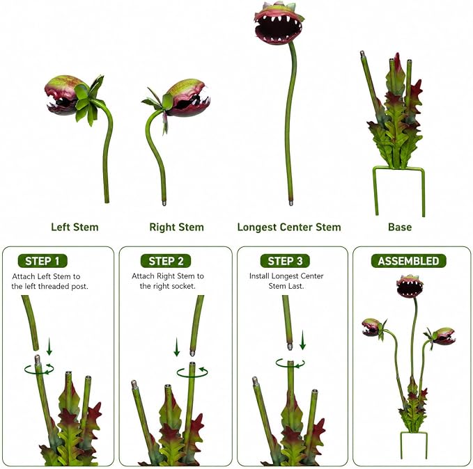 Carnivorous Plant Garden Stake - Whimsical Decorative Metal Garden Stakes,Venus Fly Trap Outdoor Decor Yard Art