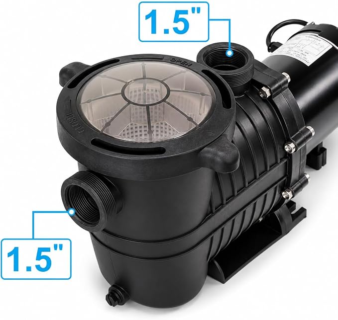 XtremepowerUS Dual Speed In-Ground Swimming Pool Pump Spa High Flow 1.5" NPT With Slip-On Fitting Included, Filter Basket, 230V (4359 GPH)