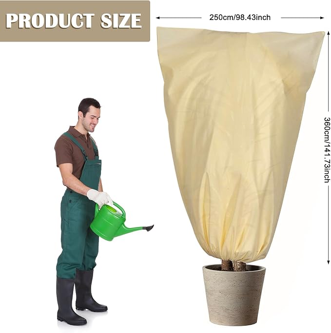 Plant Covers Freeze Protection, Winter Frost Cloths 2.8oz/yd² with Zipper and Drawstring, Garden Cover Protective Blankets for Outdoor Plants Fruit Palm Olive Trees (98in*141in 1pc)