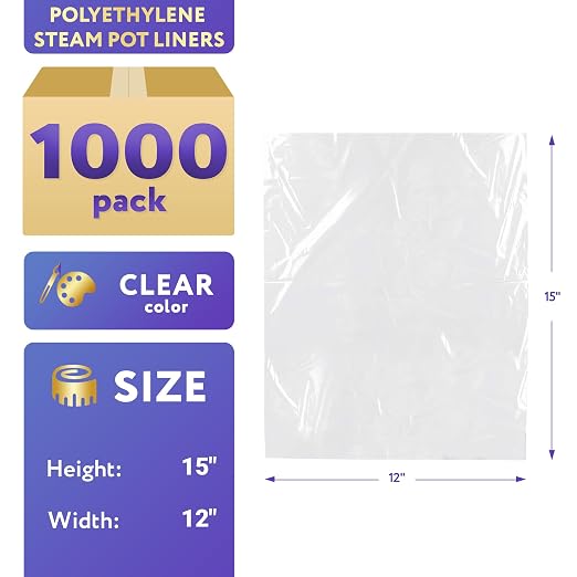 APQ Pack of 1000 Steam Table Pan Liners with Twist Tie 15 x 12. Disposable Polyethylene Pan Liners 15x12. Poly Bun Pan Covers for Caterers, Cafeterias, Restaurants.