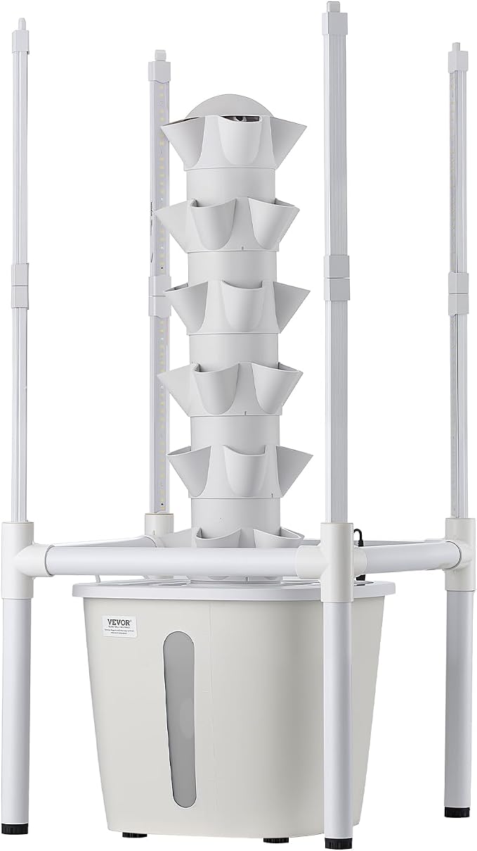 VEVOR Hydroponic Tower, 30 Pods 6 Tiers Hydroponics Growing System Kit with LED Grow Light & App Control, Vertical Home Garden with 20L Water Tank & Pump, Planter for Indoor Herbs, Fruits, Vegetables