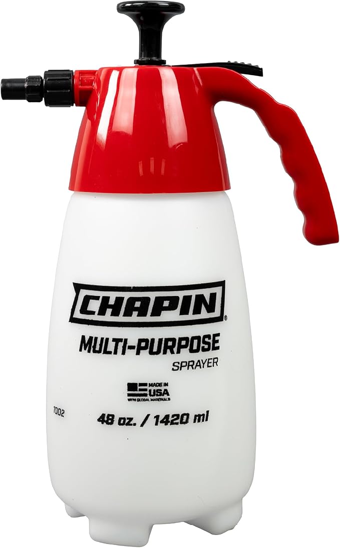 Chapin 1002 Handheld Pump Sprayer, 48oz, Multi‑Purpose, Lawn & Garden, Translucent Poly Tank, Wide‑Mouth Opening, Adjustable Cone Nozzle & Anti‑Clog Filter for Weed, Fertilizer & Pest Applications