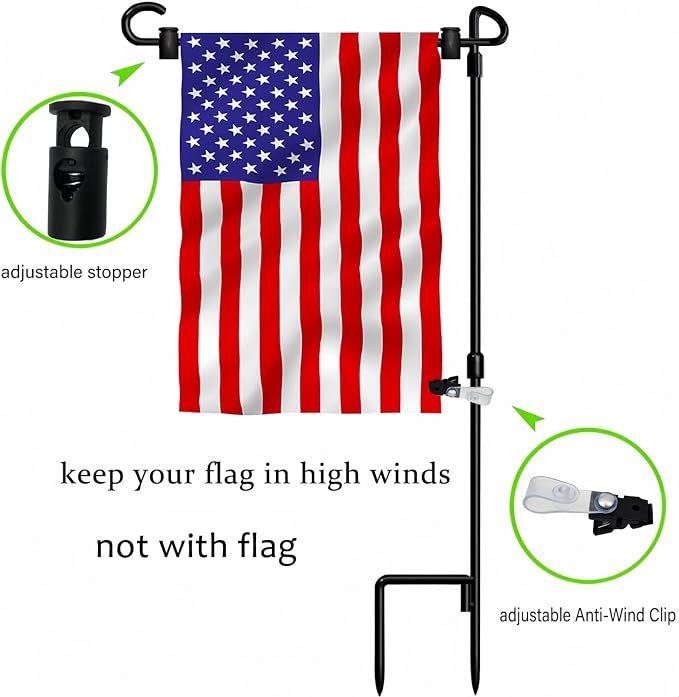 Garden Flag Pole Stand Holder,Akeydeco 10 Pack Garden Flags for Outside with Flag Stopper and Clip Waterproof Powder-Coated Paint for Flag Pole Holder for Outside House,Yard Flags for Outside