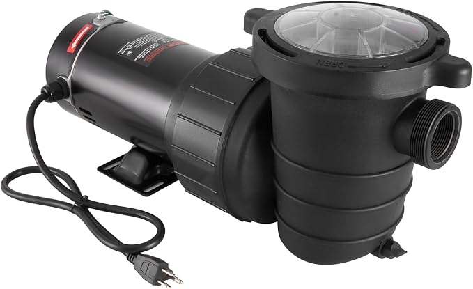 VEVOR Above Ground Pool Pump, 1HP, 80 GPM Max. Flow Single Speed Swimming Pool Pump, 120V 3450 RPM 36 ft Max. Head Lift Pool Pump with Filter Basket, for Above Ground Pools Hot Tubs Spas