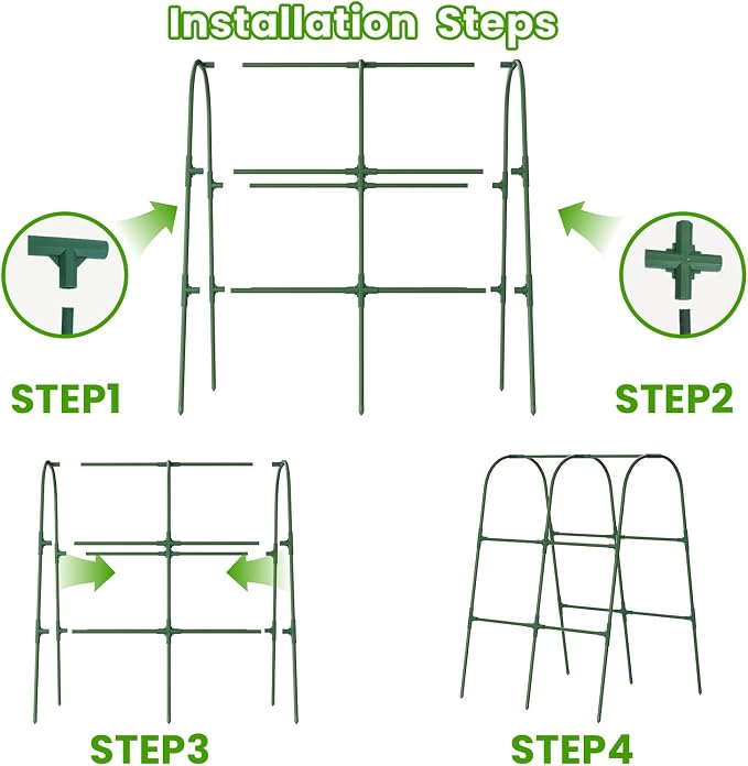 Cucumber Trellis for Raised Bed, U-Shape Garden Trellis for Climbing Plants Outdoor, Metal Arch Vegetables Trellis, Plant Support for Grape Vine Beans Squash Peas Flower