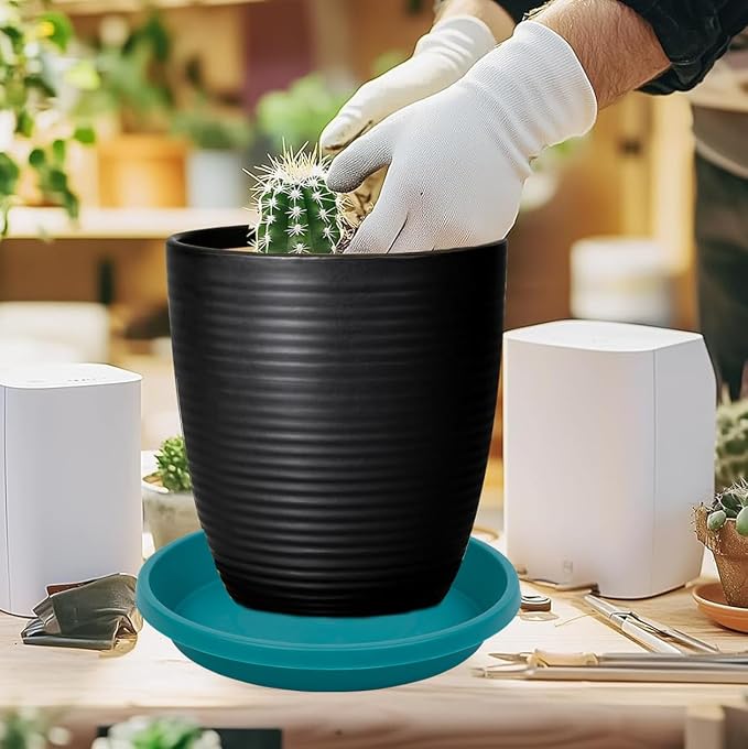 NIMYAU 5 Pack Plant Saucer 6 Inch,8 10 12 14 16 18 20 Inch, Heavy Sturdy Plant Trays for Pots, Plant Water Catcher Tray for Plants, Plastic Plant Saucers for Indoors no Holes