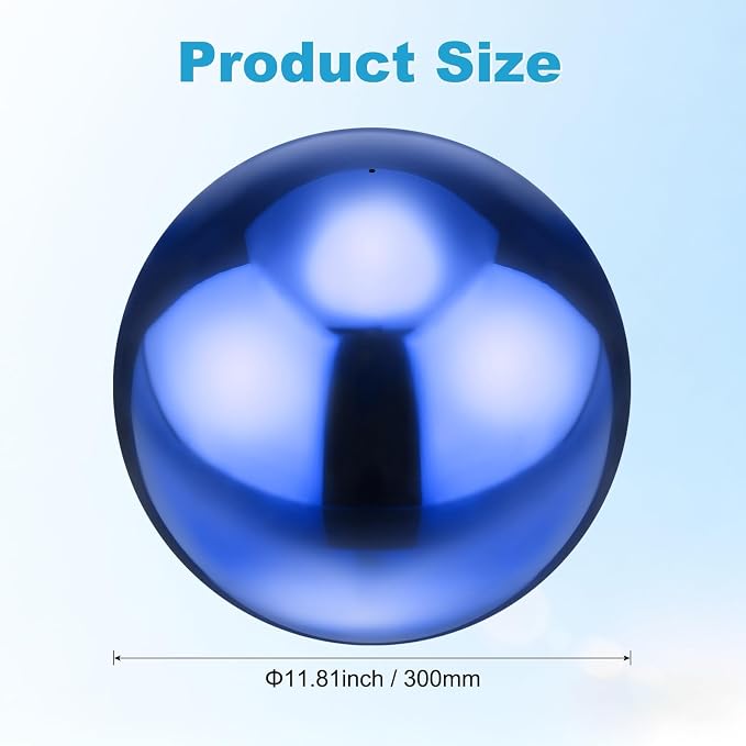 M METERXITY 1-Pack Garden Gazing Globes Ball 12 Inch 201 Stainless Steel Hollow Mirror Reflective Floating Ball for Garden/Pond/Home/Yard Outdoor Decoration [Ruby Blue]