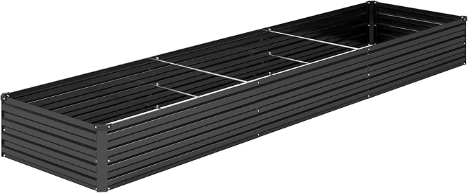 DIIYIV 12x2x1FT Galvanized Raised Garden Bed Kit,Vegetable Boxes-Rectangle Metal Flower Box,Large Planter Raised Beds Outdoor Garden for Planting,Fruit,Herb-Black