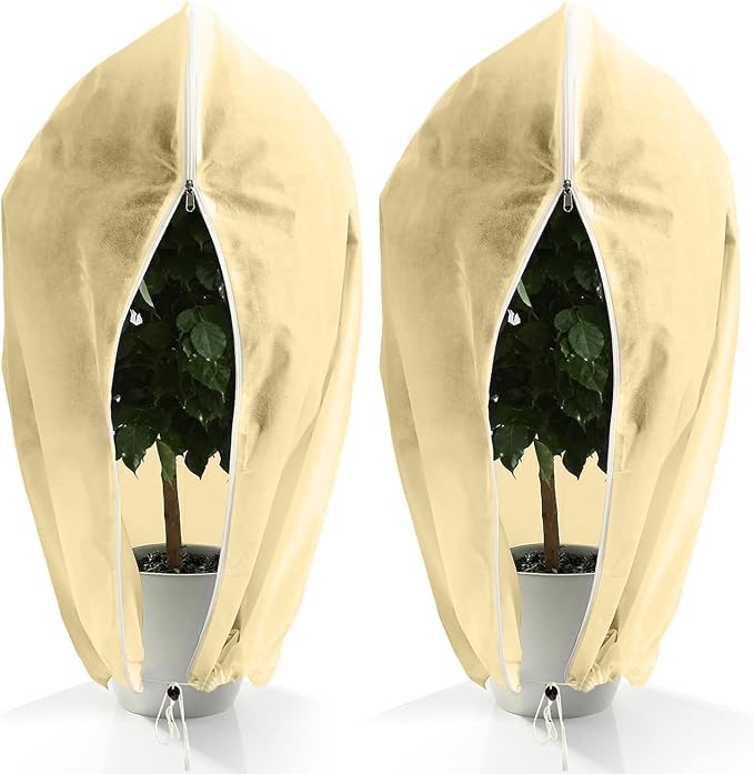 Plant Covers Freeze Protection, Winter Frost Cloths 2.8oz/yd² with Zipper and Drawstring, Garden Cover Protective Blankets for Outdoor Plants Fruit Palm Olive Trees (31in*39in 2pc)