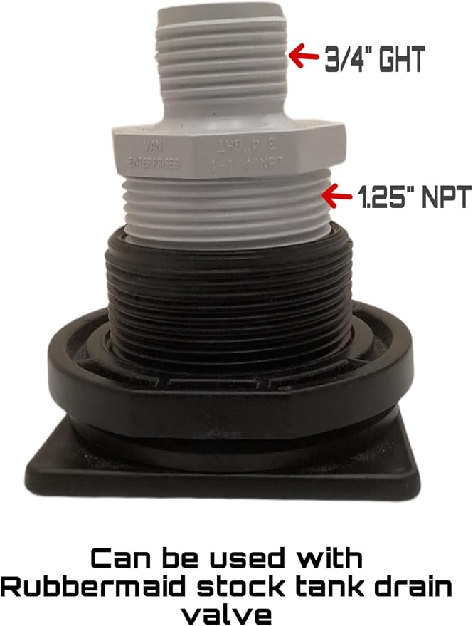 1.5" PRO SERIES PVC Ball Valve Spigot Kit with Bulkhead Fitting Adapter for Rain Barrels, IBC, and Behrens Steel Water Tanks