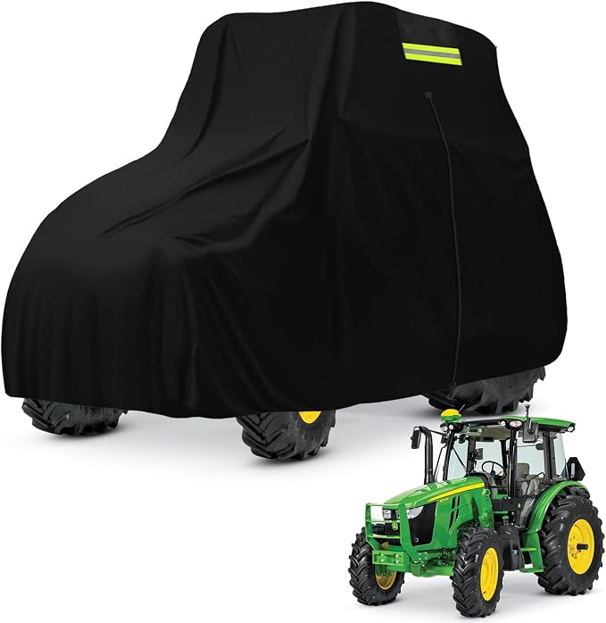 Waterproof Tractors Cover for Most Utility Tractor with Cab, 600D Oxford Cloth Tractors Cover for Snow Rain Dust Protection, 165 L x 87W x 110 H Inches