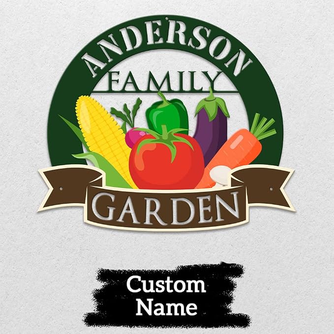 MeMate Vegetable Garden Sign, Personalized Metal Signs, Garden Sign to Personalize, Customized Name Wall Art for Garden Outdoor Decor, Outdoor Plaque Large Sign for Potting Shed, She Shed