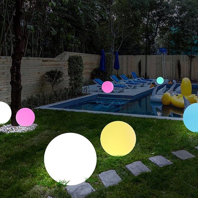 12 inch Solar Globe Light Outdoor Waterproof, Solar Ball for Garden | IP65 Waterproof 16 RGB Color Ball Light Outdoor w/Ground Stake, Solar Orbs for Outside w/Remote, for Patio Yard Lawn Backyard