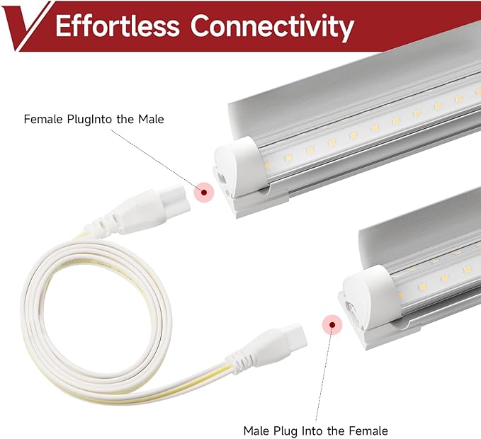 2 Pack LED Grow Light 1FT, 5000K Full Spectrum, 30W (2 x 15W), Linkable Growing Lamp Fixture, T8 Grow Lights for Indoor Plants, Seed Starting, Vegetables,White