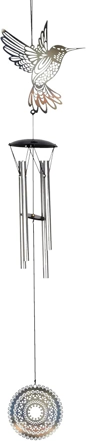 Spoontiques Hummingbird Metal Wind Chime - Outdoor Garden Décor - Decorative Chimes for Yard, Garden, Backyard and Patio Decoration