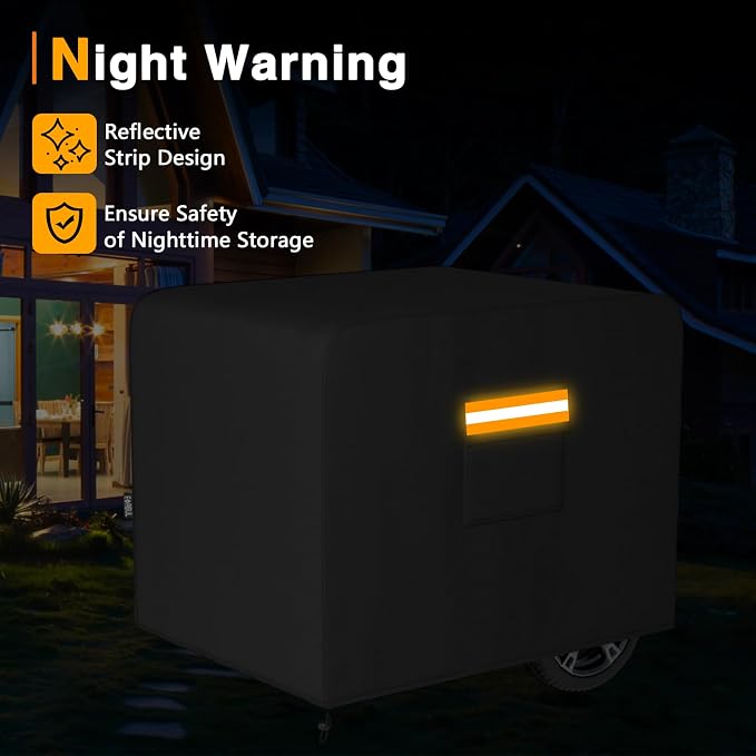 EVRBUL Generator Cover, 26”L x 20”W x 20”H Heavy Duty Waterproof 420D All-Weather Generator Cover with Storage Pocket Compatible with Most Generators 3000-5000 Watt (Black)