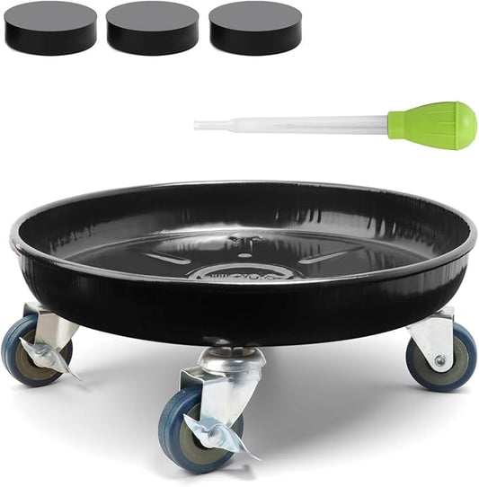 1 Pack 12.2 Inch Metal Plant Caddy With Lockable Wheels,Plant Stand Dolly for Heavy Planter,Wheeled Planter Saucer Tray,Rolling Plant Stand,Heavy-Duty Plant Caddy for Indoor and Outdoor(Black)