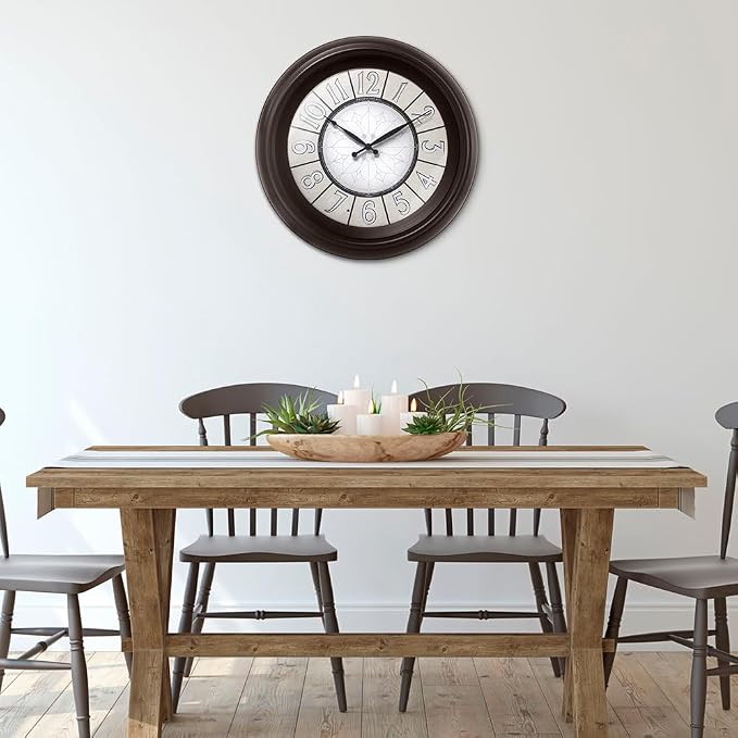 Presentime & Co. 18" Luminous Large Wall Clock, Oil Rubbed Bronze Finish, Night Light, Lighted Clock with Smart Sensor to Turn on/Off Lights. Wall Décor for Living Room, Dining Room, Kitchen.