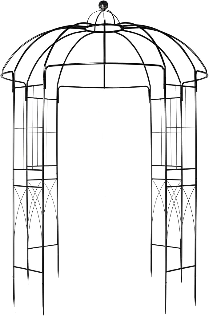 French Style Birdcage Shape Heavy Duty Gazebo, Pergola Pavilion Arch Arbor Arbour Plants Stand Rack for Wedding Outdoor Garden Lawn Backyard Patio, Climbing Vines, Roses