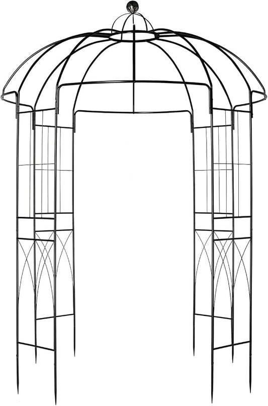 French Style Birdcage Shape Heavy Duty Gazebo, Pergola Pavilion Arch Arbor Arbour Plants Stand Rack for Wedding Outdoor Garden Lawn Backyard Patio, Climbing Vines, Roses