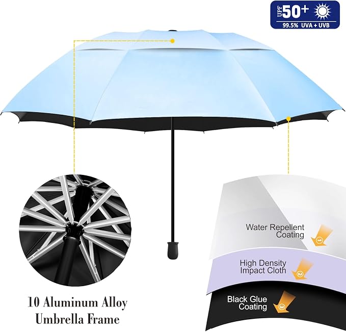 XLINGZA UPF 50+ Beach Umbrella with Adjustable Universal Clamp