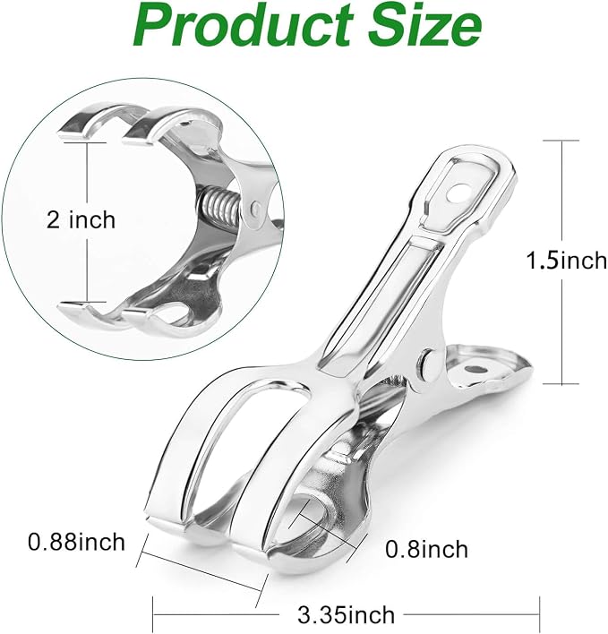Upgrade Large Garden Clips, Stainless Steel Greenhouse Clamps for 3/4'', 1'', 2'' Pipes, Strong Grip Garden Clamps for Greenhouse Hoop, Heavy Duty Row Cover Clips for Netting, 24PCS