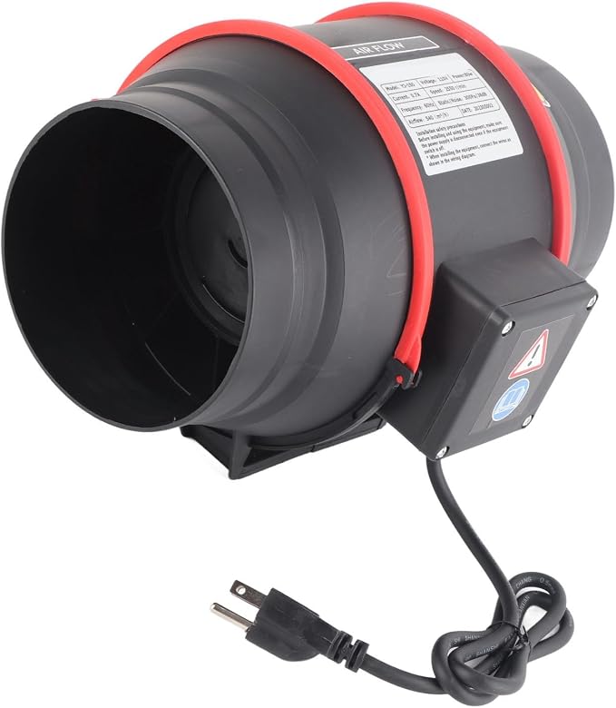 Srliya 6in Quiet Ventilation Fan with High Density Inclined Blades, IPX2 for Grow Tent Planting Indoor Place, Performance: Oblique Supercharging (US Plug110V)