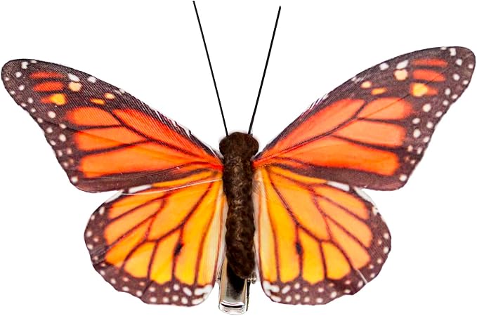 YCHTEWY-Feather Fake Butterfly for Craft Decoration Set of 12 with Clip Wedding Home Flower Pot Christmas Party Spring Home Decor Floral……