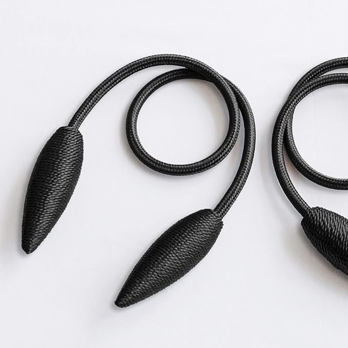 Valea Home 4 Pieces Curtain Tiebacks Clips Creative Window Drape Twist Tie Backs European Style Custom Made Curtain Holders Decorative Draperies Holdbacks, Black