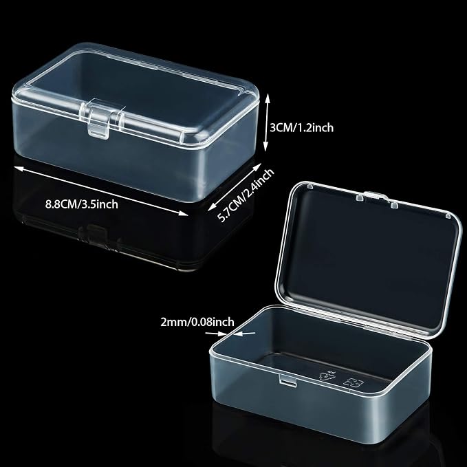 SATINIOR 24 Packs Small Clear Plastic Beads Storage Containers Box with Hinged Lid for Storage of Small Items, Crafts, Jewelry, Hardware (3.5 x 2.4 x1.2 in)