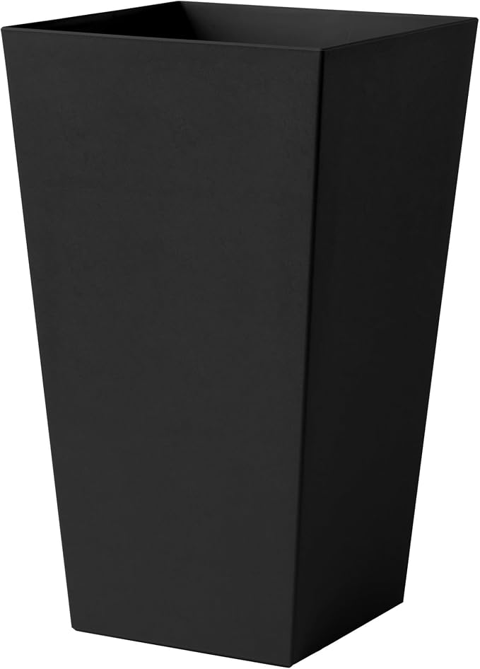 Bloem Finley 20" Tall Tapered Recycled Plastic Planter, Indoor/Outdoor, Black