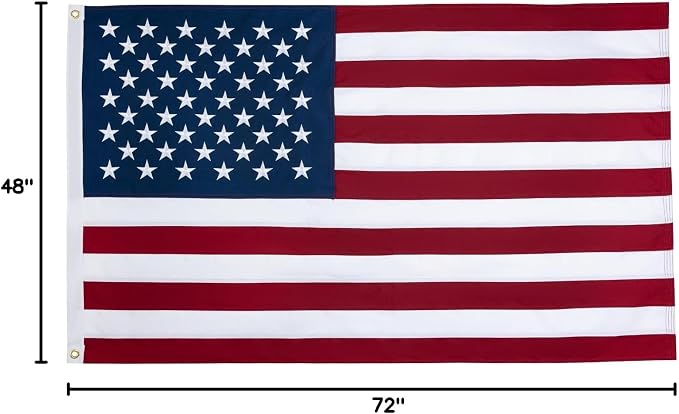 JRED 100% Cotton American Flags for Outside 4x6 FT US Flag Heavy Duty Outdoor Fade Resistant Embroidered Stars Sewn Stripes, Brass Grommets
