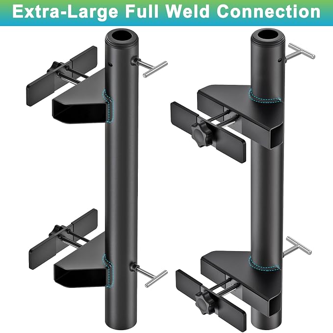 Dolibest Heavy-Duty Patio Umbrella Holder, Deck Mount Umbrella Holder & 3 Sleeves Fits 1-1.9" Poles, Outdoor Umbrella Railing Mount, Attaches to Railing Maximizing Outdoor Patio Space & Shade, Black
