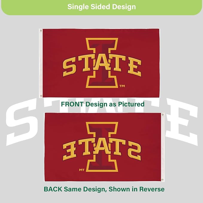 NCAA Iowa State University Flag with Grommets, 3'x5' ISU Cyclones Outdoor College Flags & Banners for Garden Patio Indoor Wall Décor