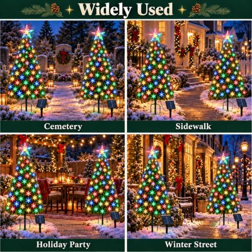 4FT Solar Christmas Tree Lights, Cool White/Multicolor - Image 5