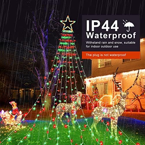 Christmas Lights Outdoor, 320 LED 8 Light Modes Outdoor Christmas Decorations, Plug-in Waterproof Christmas String Lights for Yard, Garden, Party, Holiday, Xmas Decor - Red & Green - Image 3