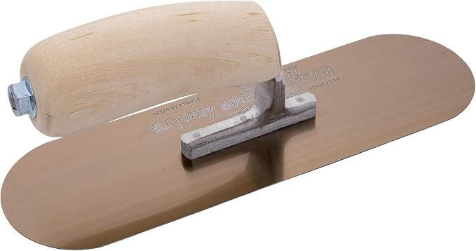 MARSHALLTOWN The Premier Line SP10GS 10-Inch by 3-Inch Golden Stainless Steel Pool Trowel with Curved Wood Handle