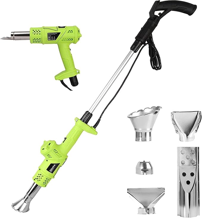 3-in-1 Electric Weed Burner, 2000W Thermal Weeder & Hot Air Gun, 1202℉ Max, 5 Nozzles For Garden Grass, BBQ Ignition, Ice Melting(Green)